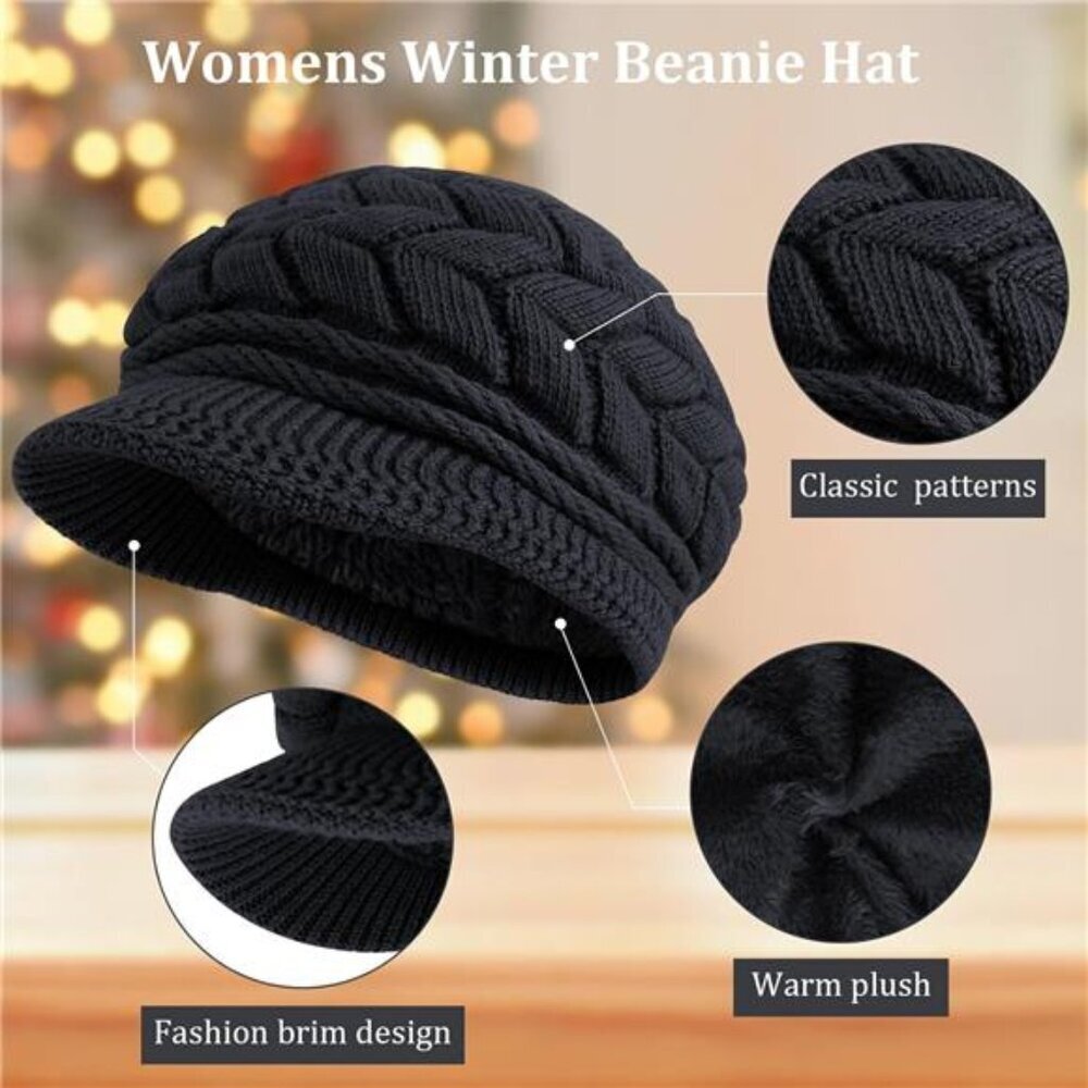 Elegant Black Knit Women's Hat - Picture 2 of 5